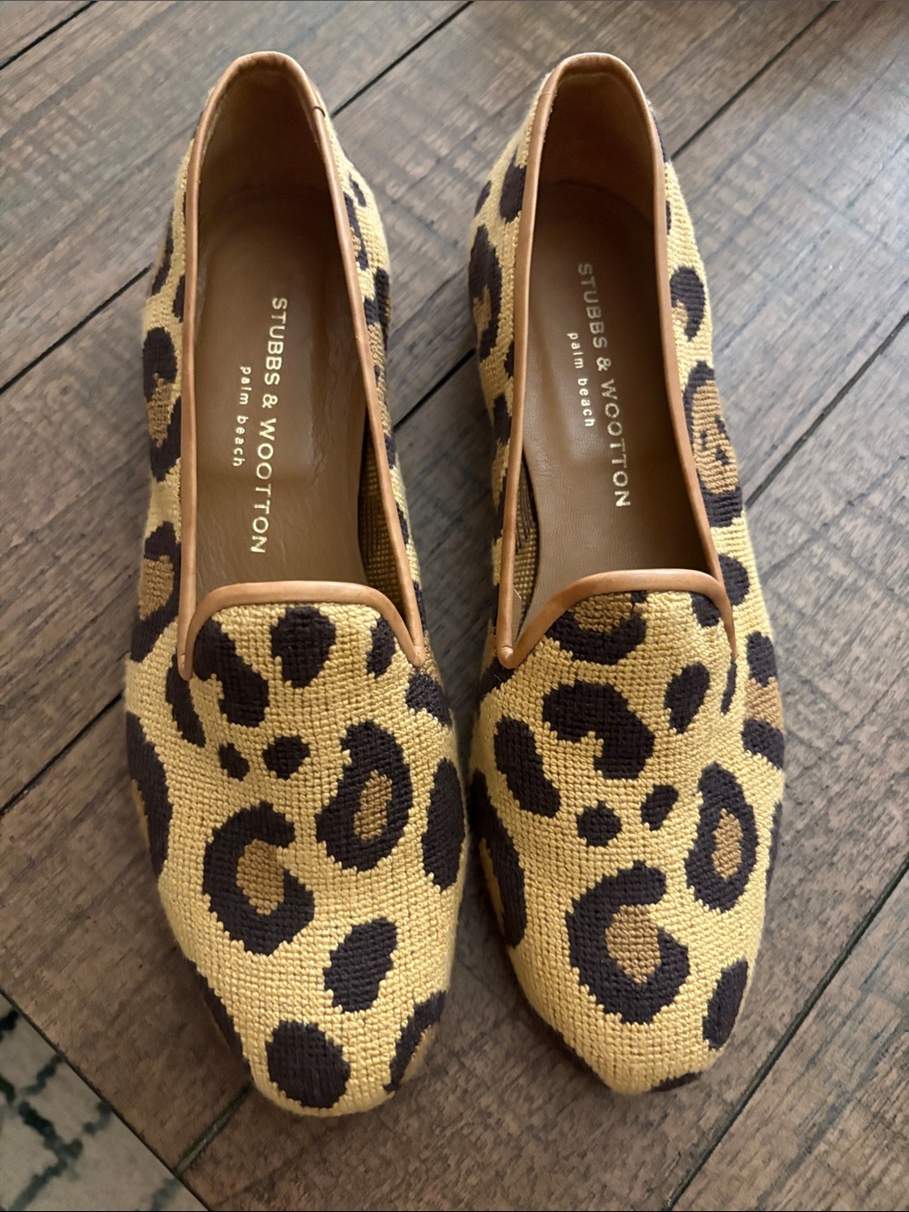 Stubbs & Wootton Leopard-Print Canvas Loafers in Tan and Brown